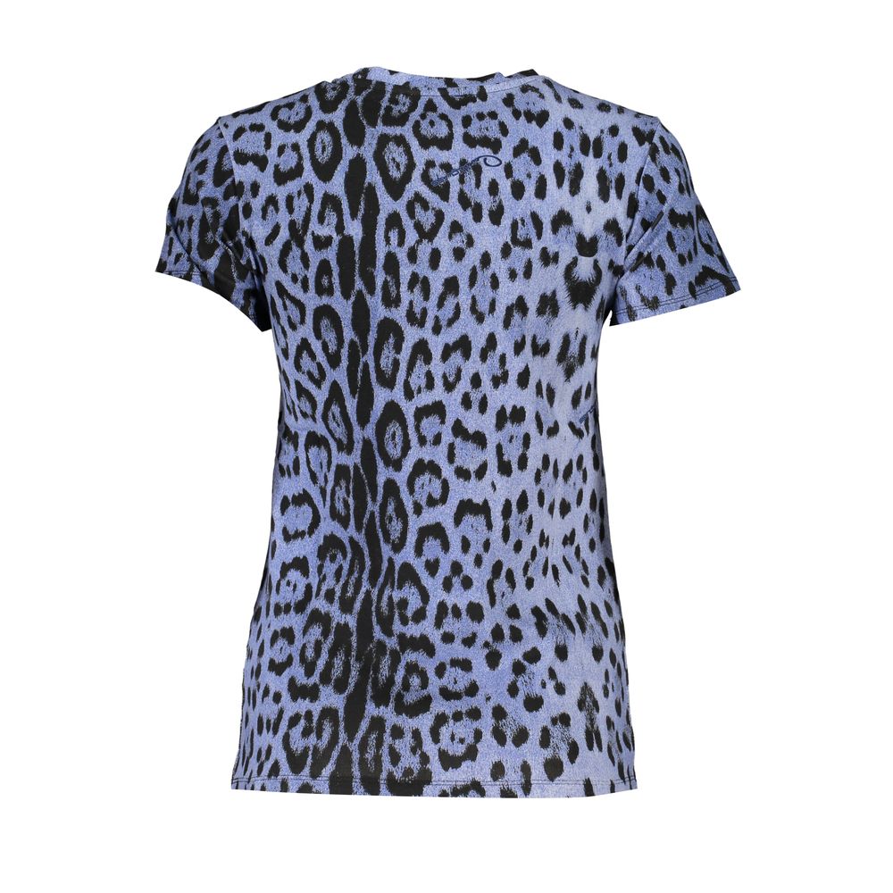 Camiseta feminina Cavalli Class azul de algodão