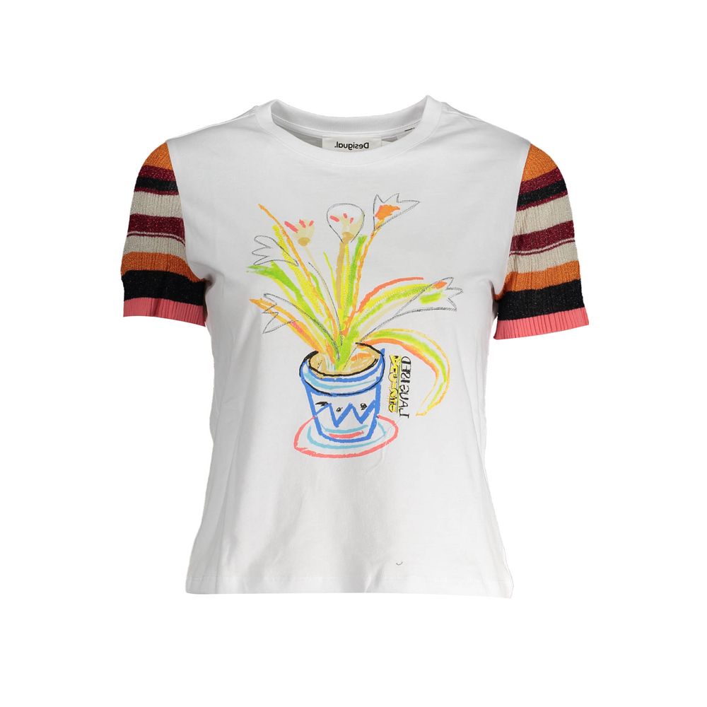 Camiseta feminina Desigual branca de algodão
