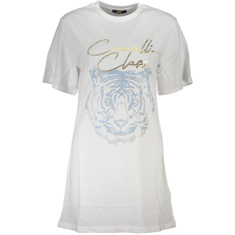 Camiseta feminina Cavalli Class branca de algodão