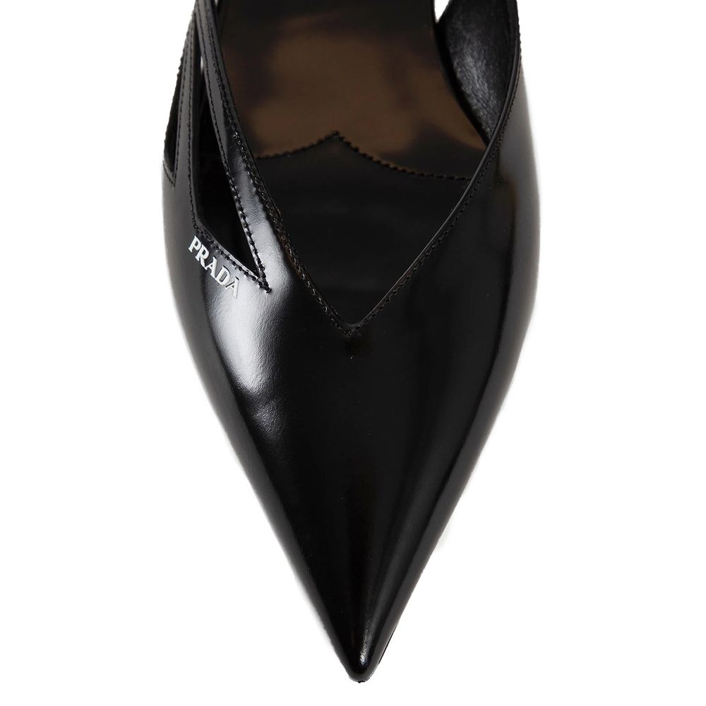 Prada Brushed Leather Cut-Out Ballerina Flats Prada