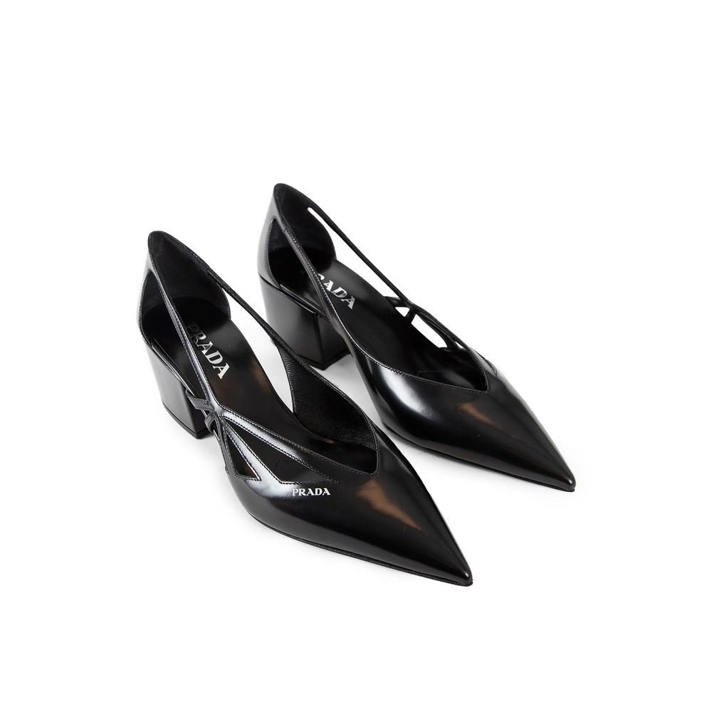 Prada Brushed Leather Cut-Out Pumps Prada