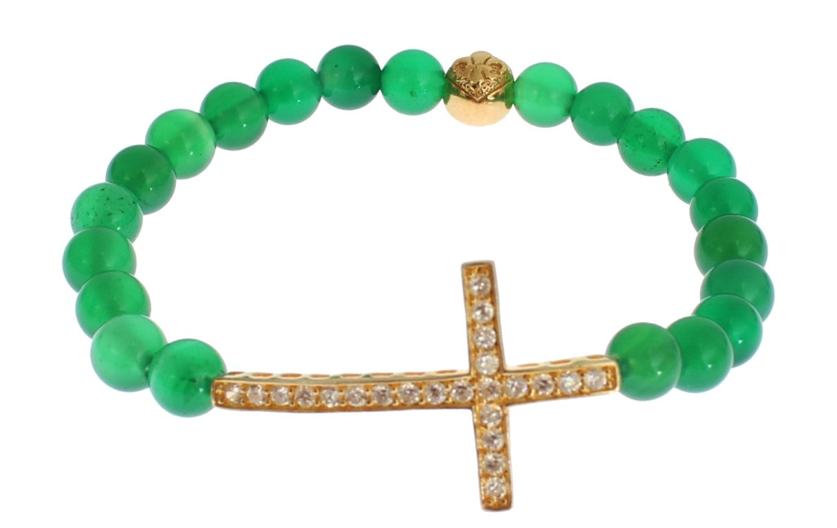 Nialaya Elegant Green Jade Bead & Gold Plated Bracelet Nialaya