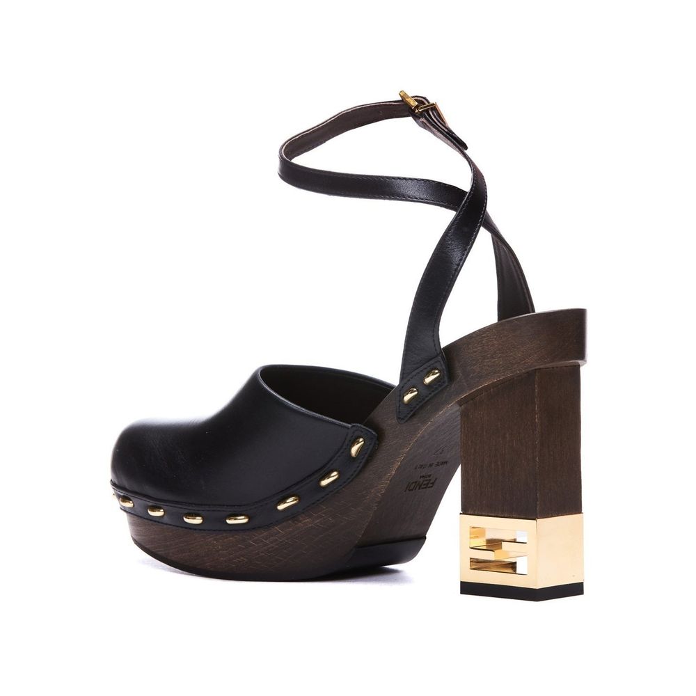 Fendi Decorative Heel Leather Pumps Fendi