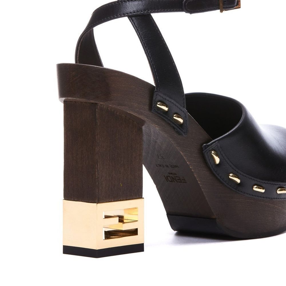 Fendi Decorative Heel Leather Pumps Fendi