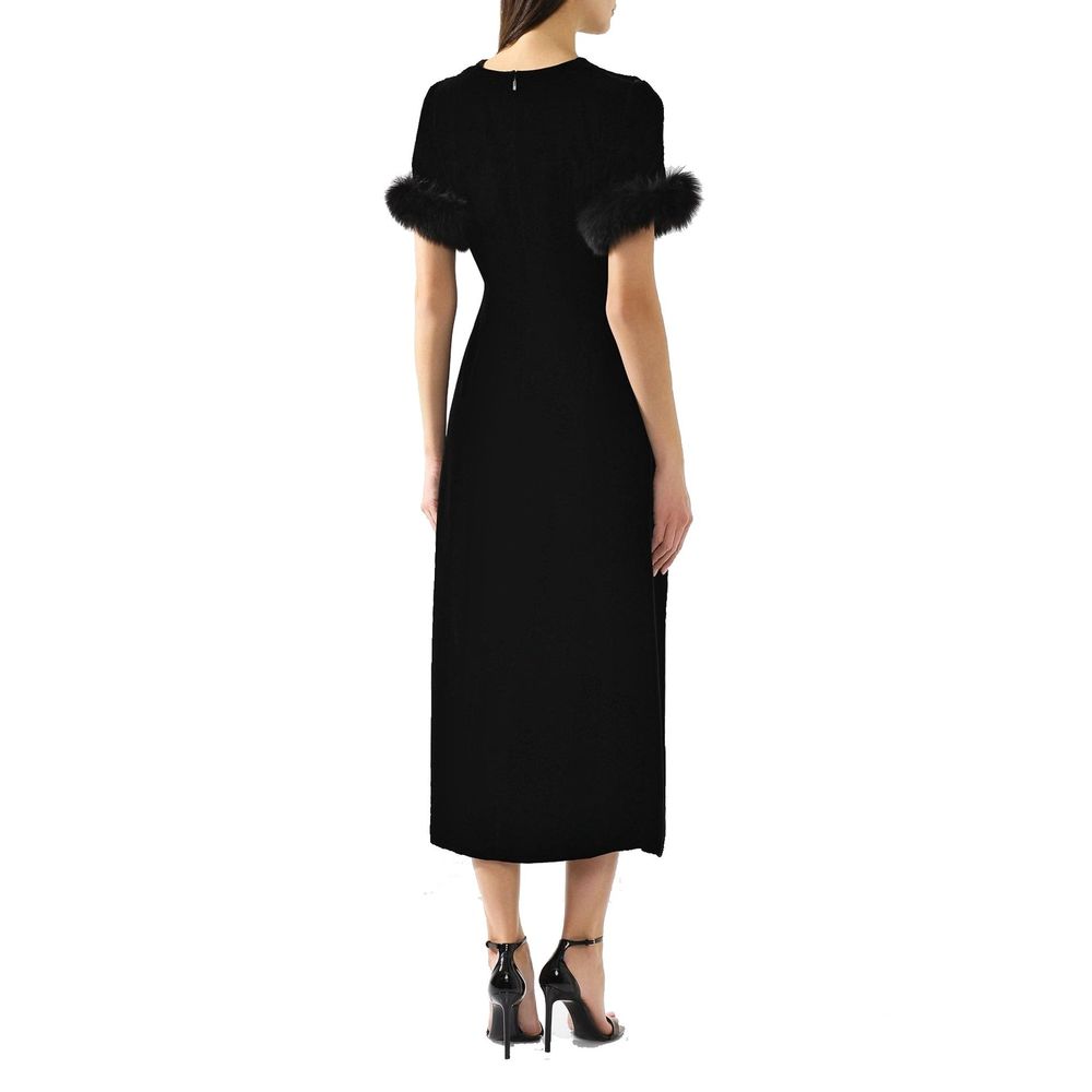 Fendi Fur Trim Velvet Midi Dress Fendi