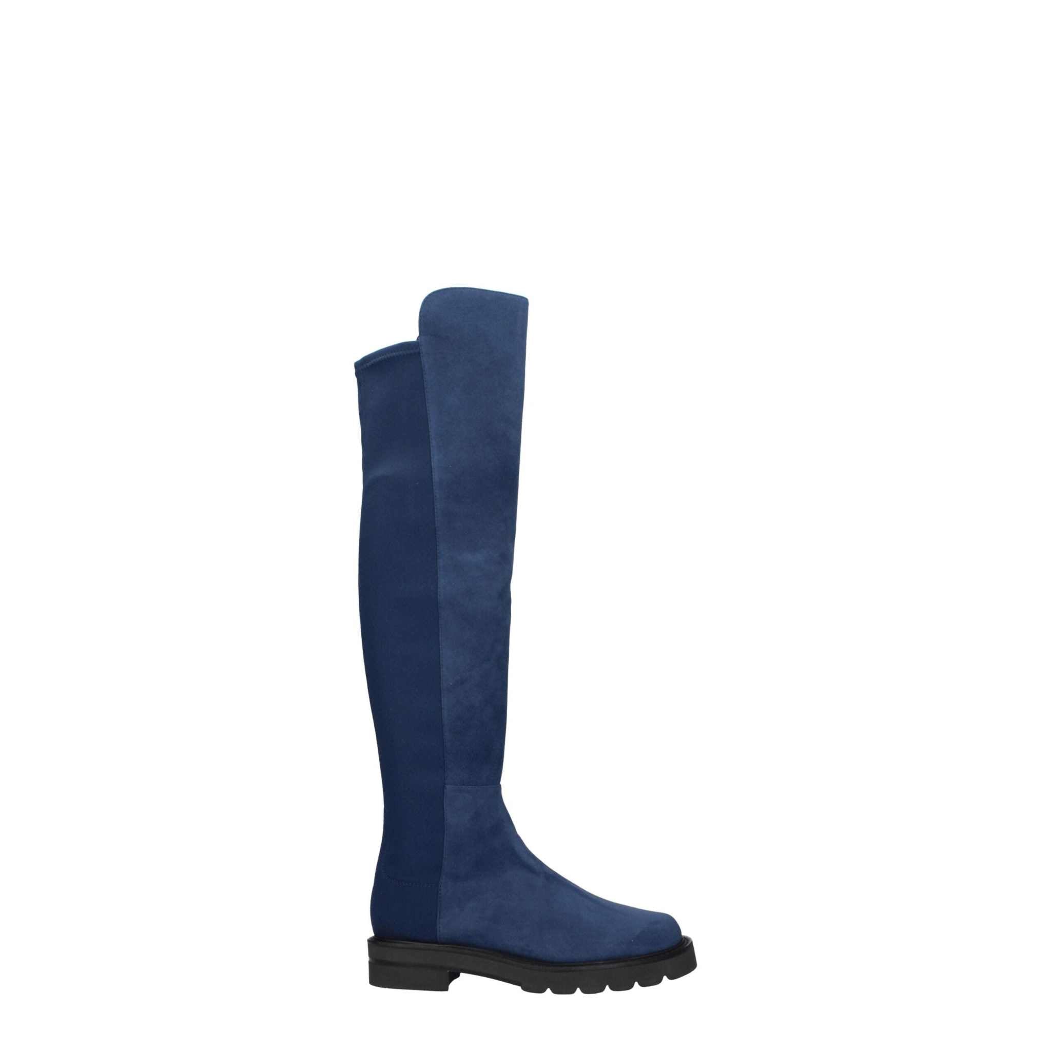Botas altas de piel azul Stuart Weitzman