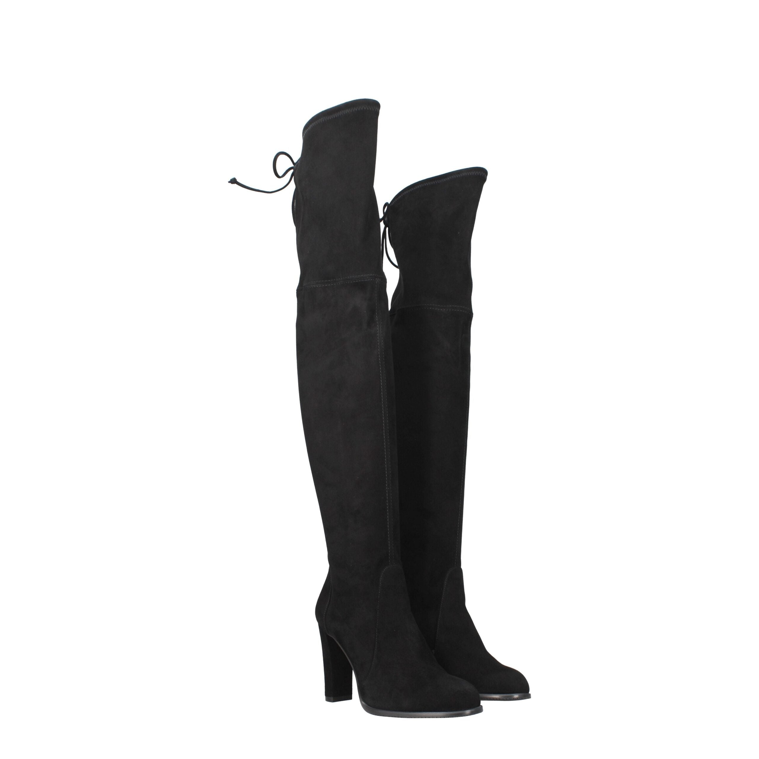 Botas Stuart Weitzman de couro preto acima do joelho