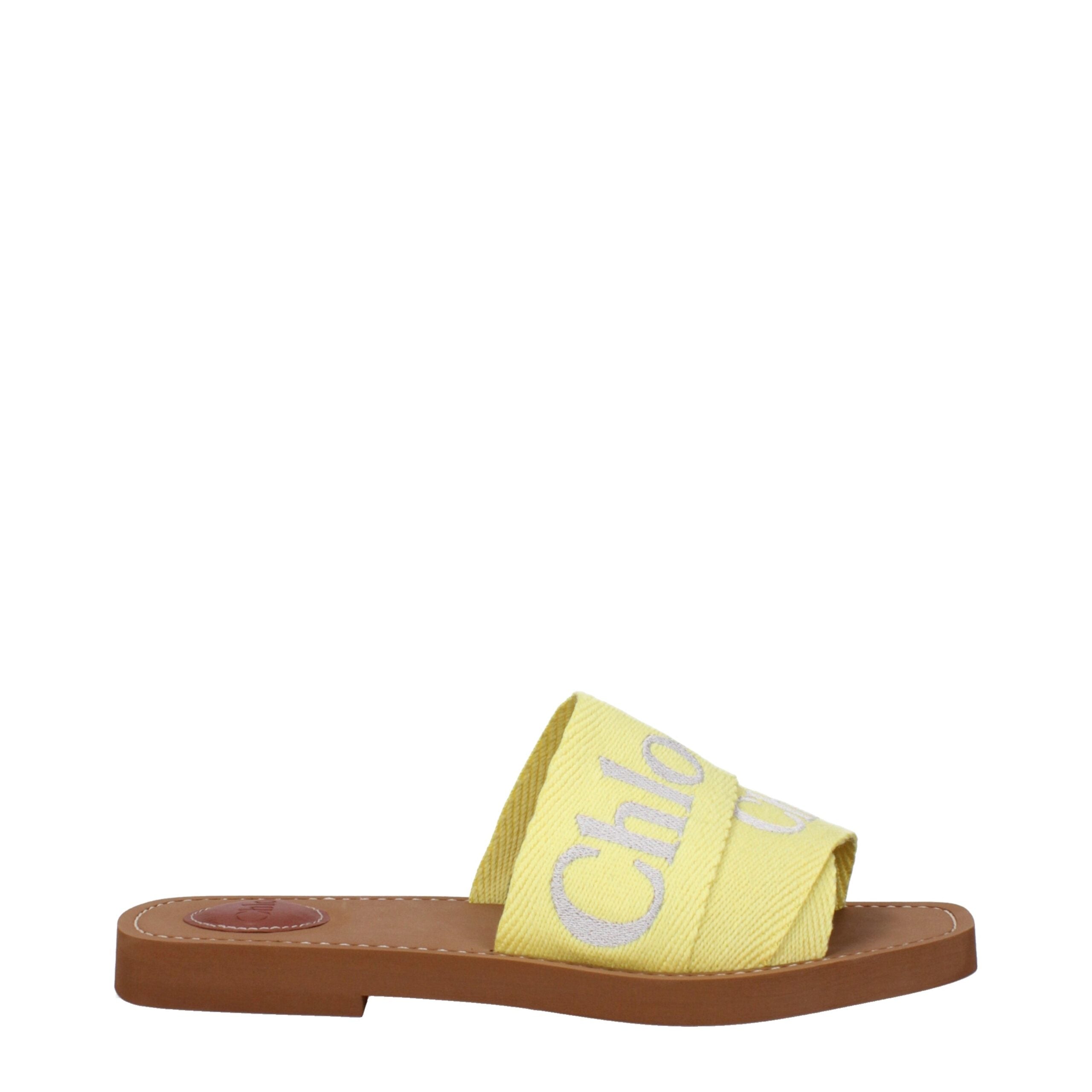 Chloé Yellow Fabric Slipper Chloé