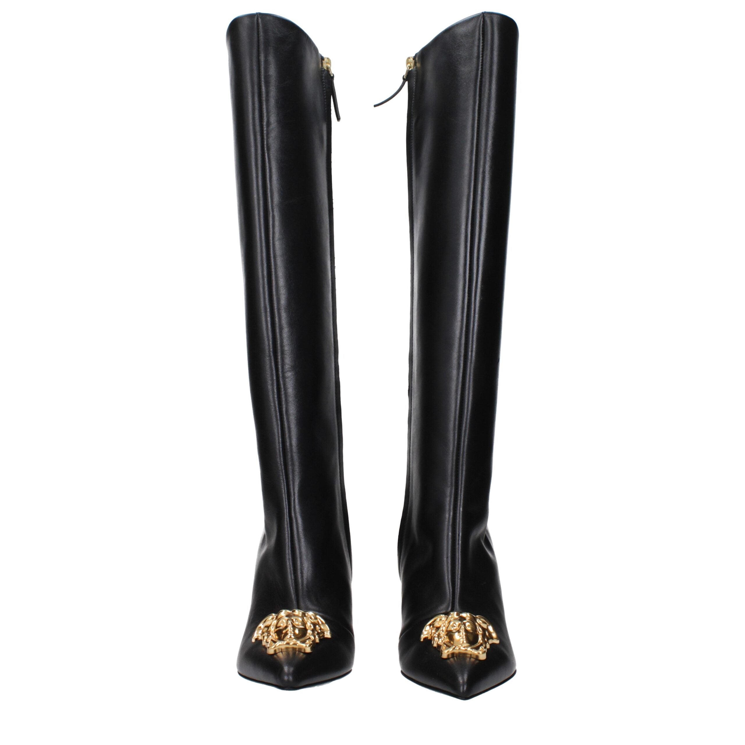 Versace Black Leather Boot Versace