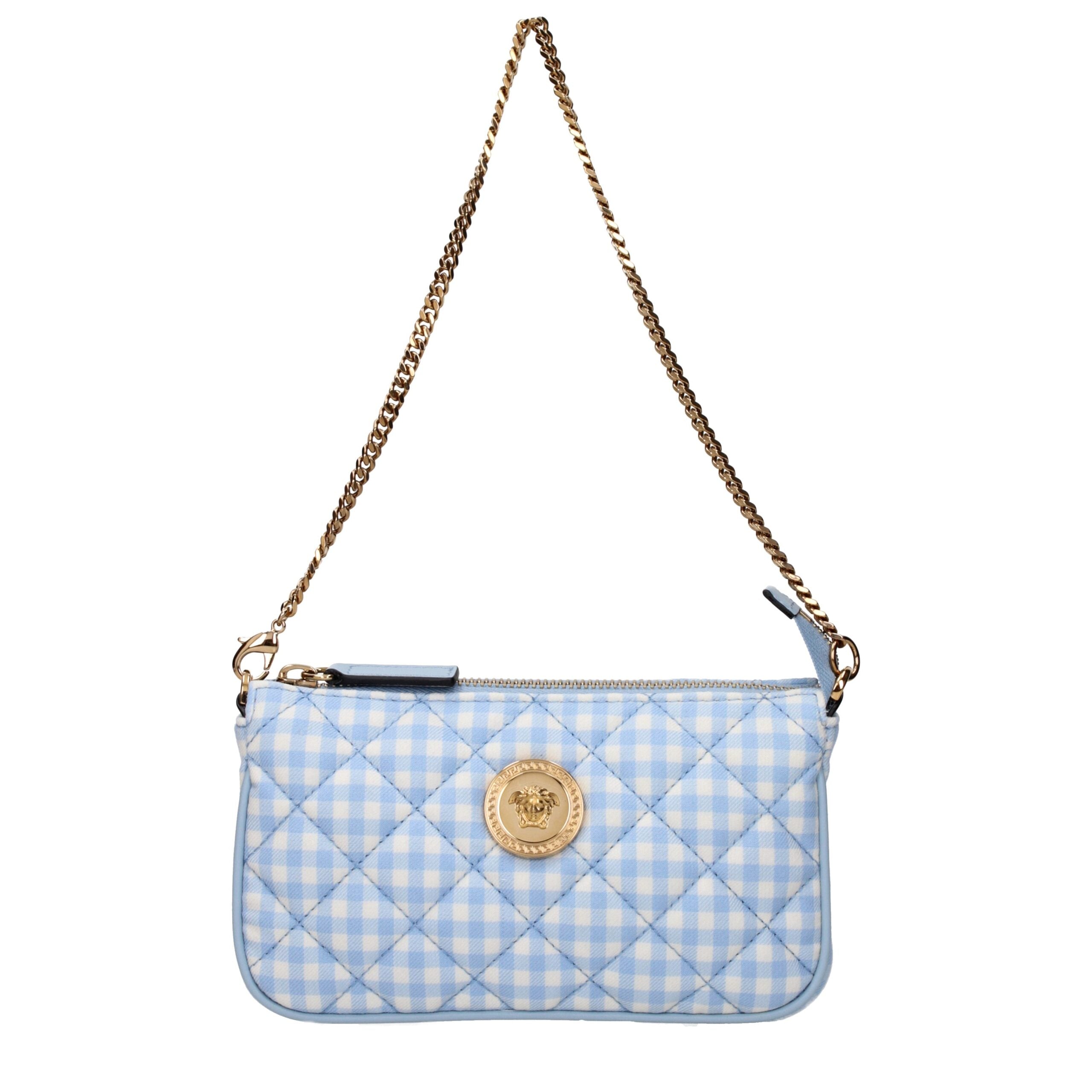 Versace Light Blue Fabric Handbag Versace