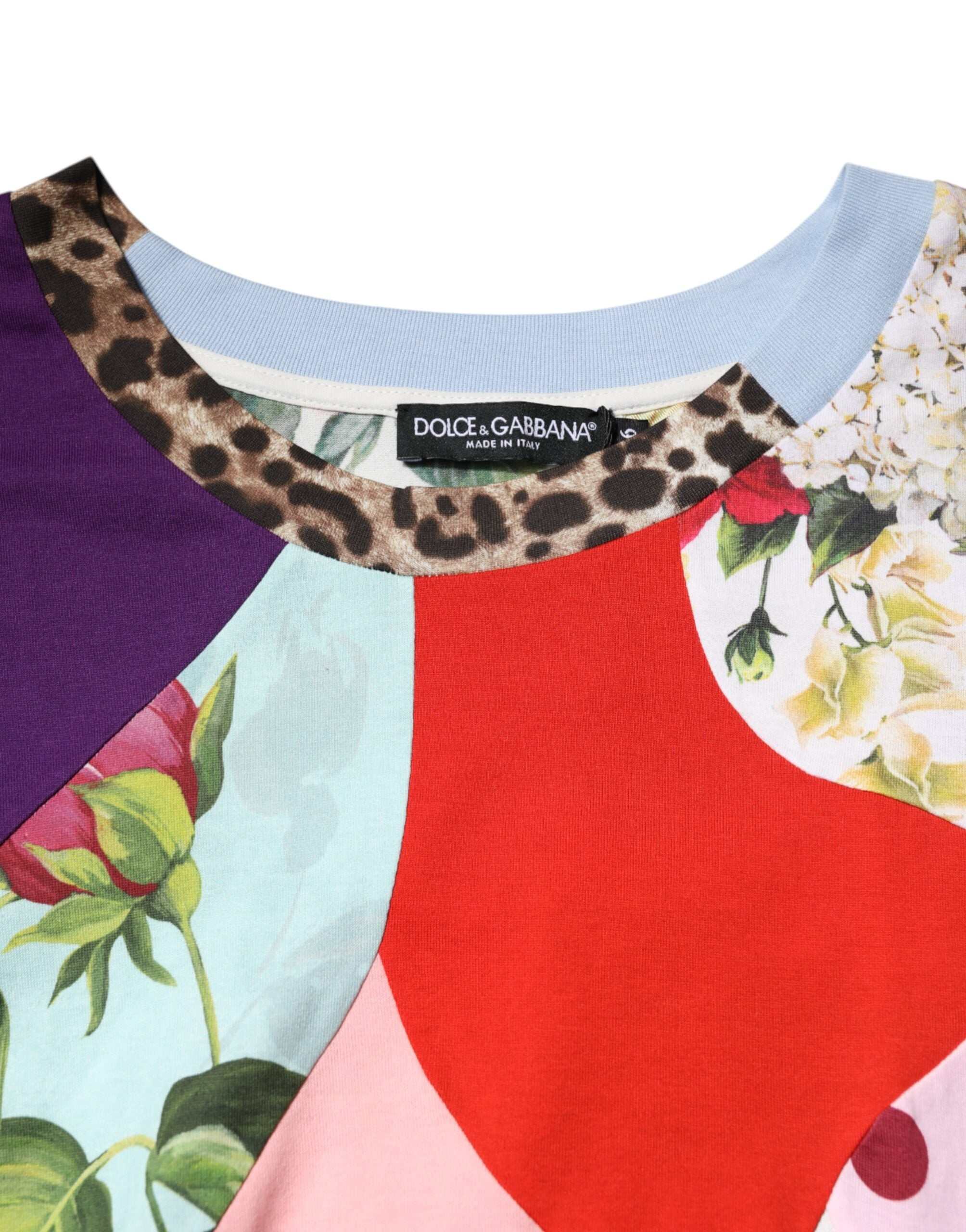 Blusa Dolce & Gabbana multicolorida em patchwork de algodão e seda.