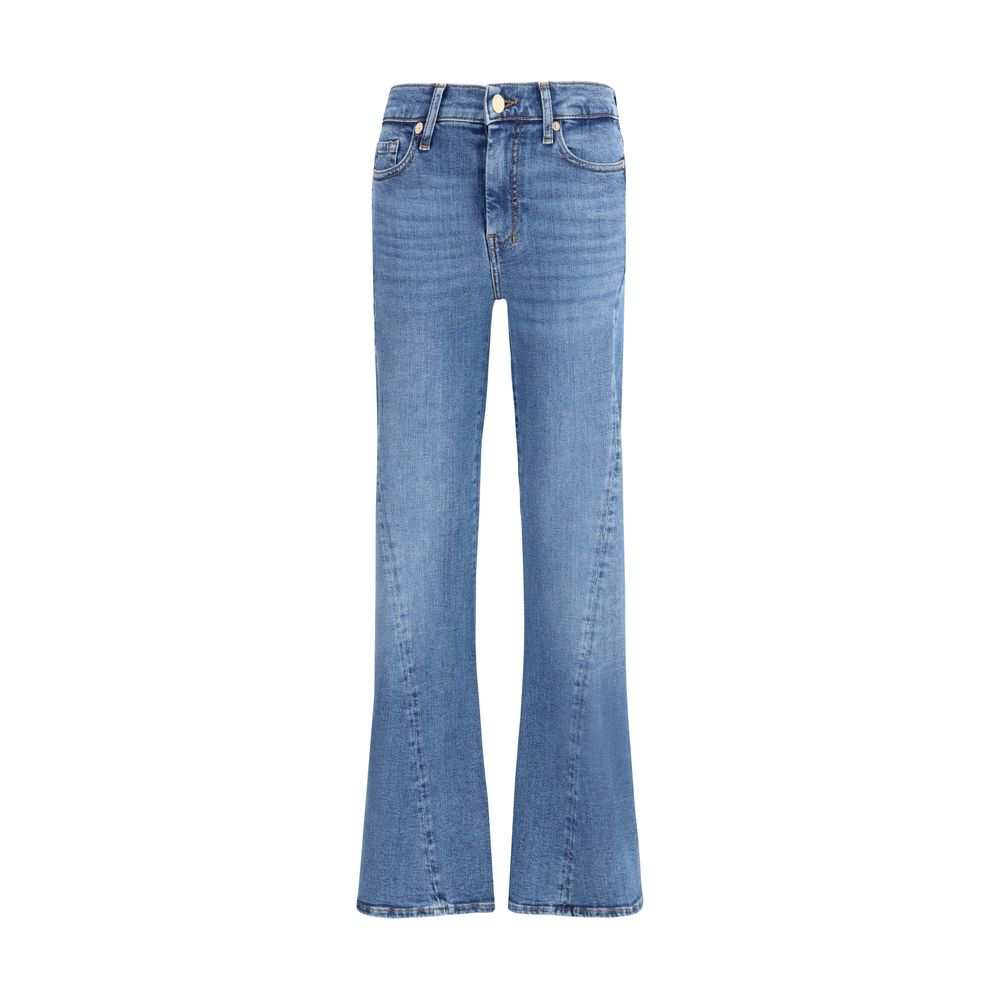 7FOR Blue Cotton Flared Jeans