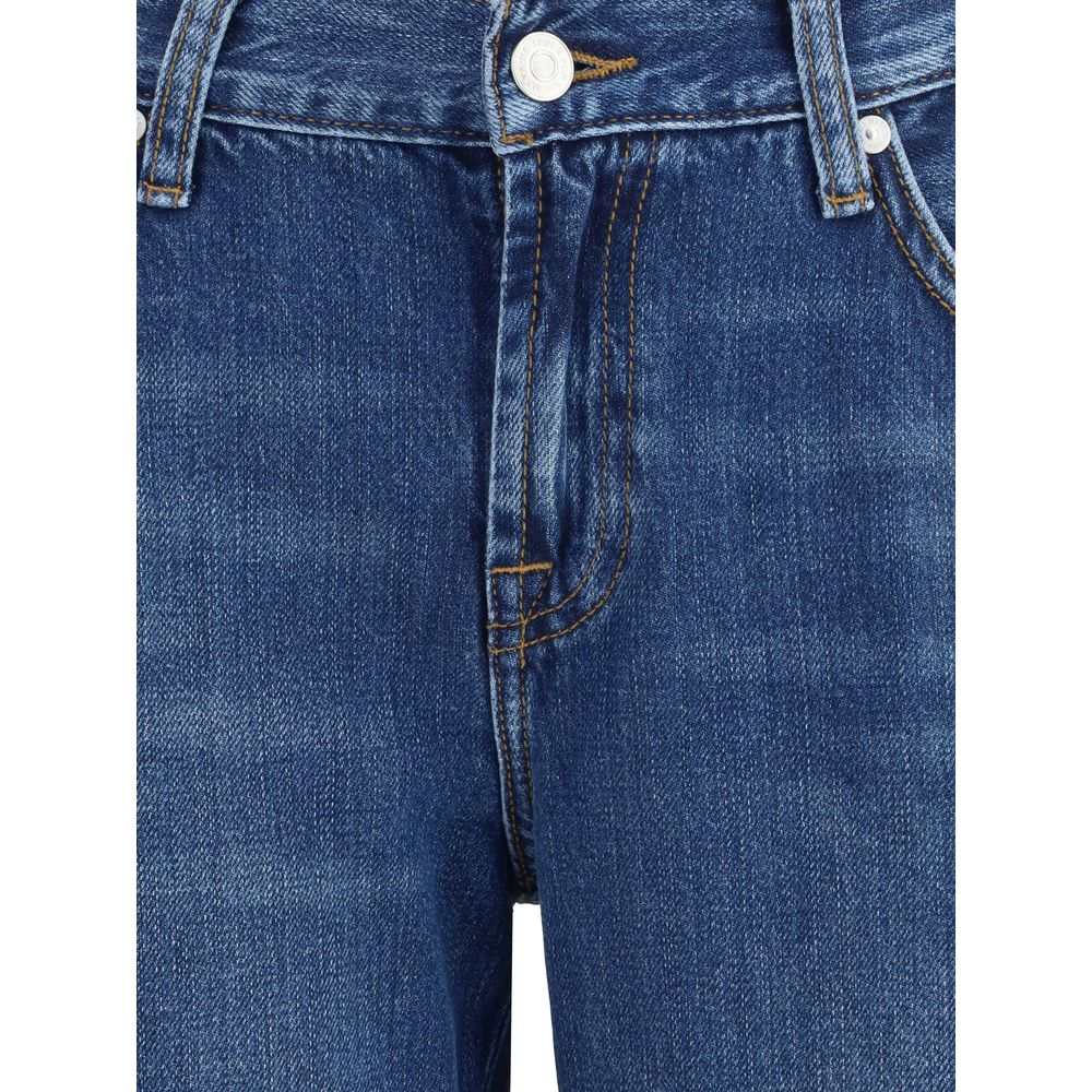 7FOR Blue Cotton Flared Jeans