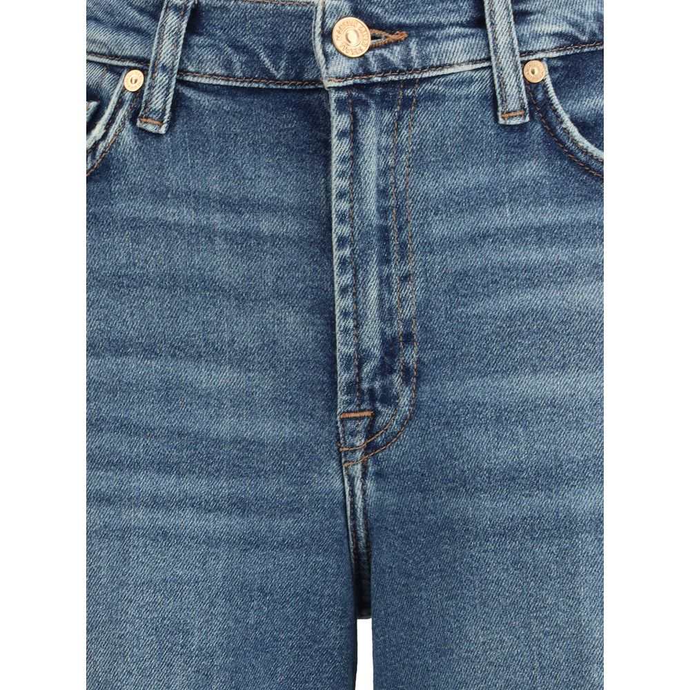 7FOR Blue Cotton Flared Jeans