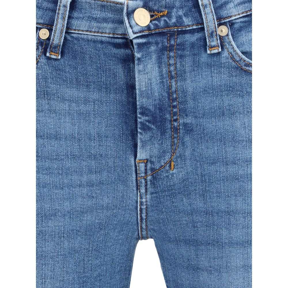 7FOR Blue Cotton Flared Jeans