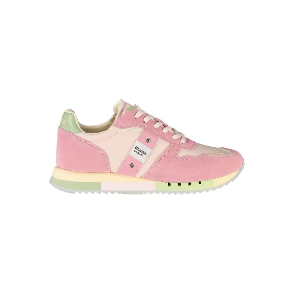 Zapatillas deportivas de piel rosa azul para mujer