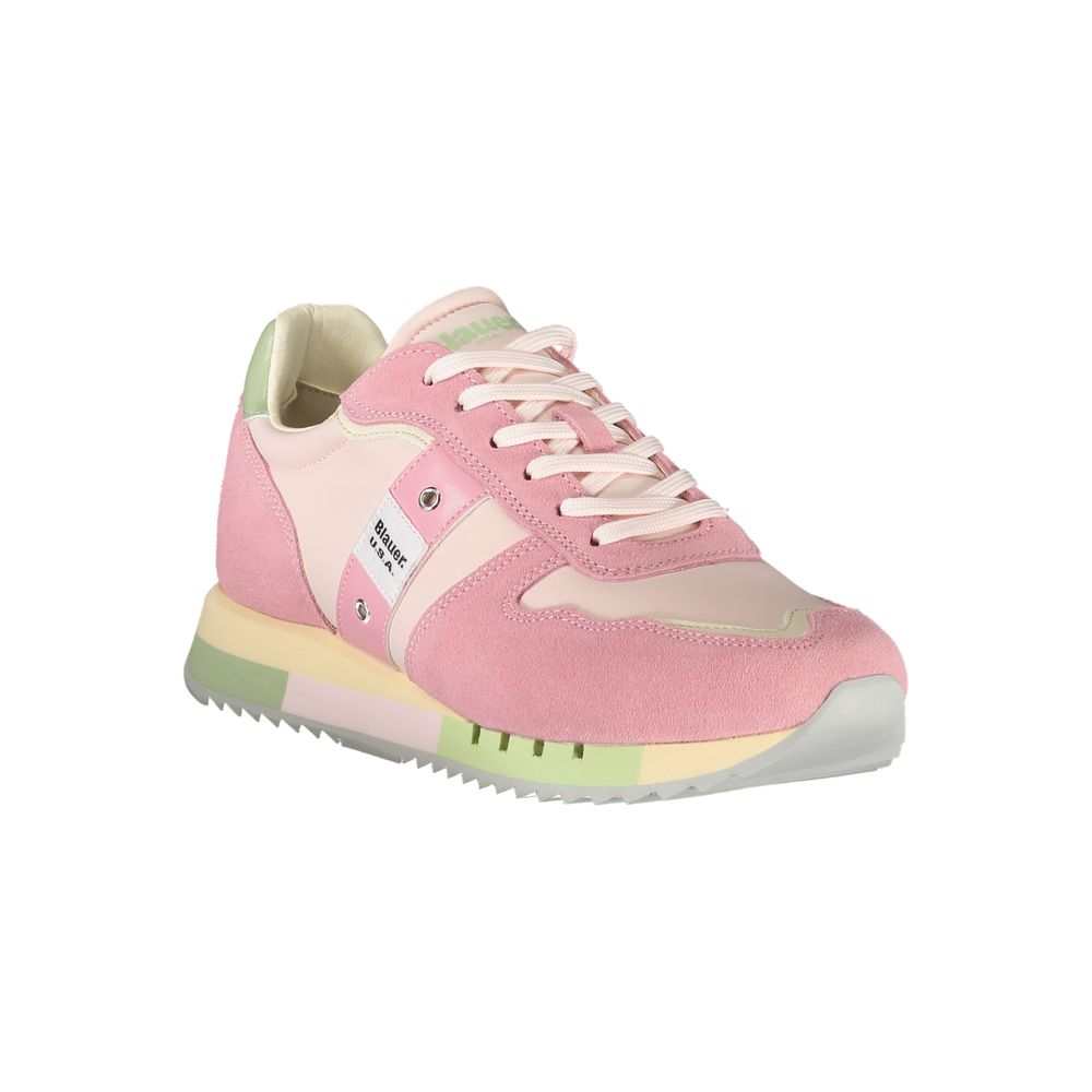 Zapatillas deportivas de piel rosa azul para mujer