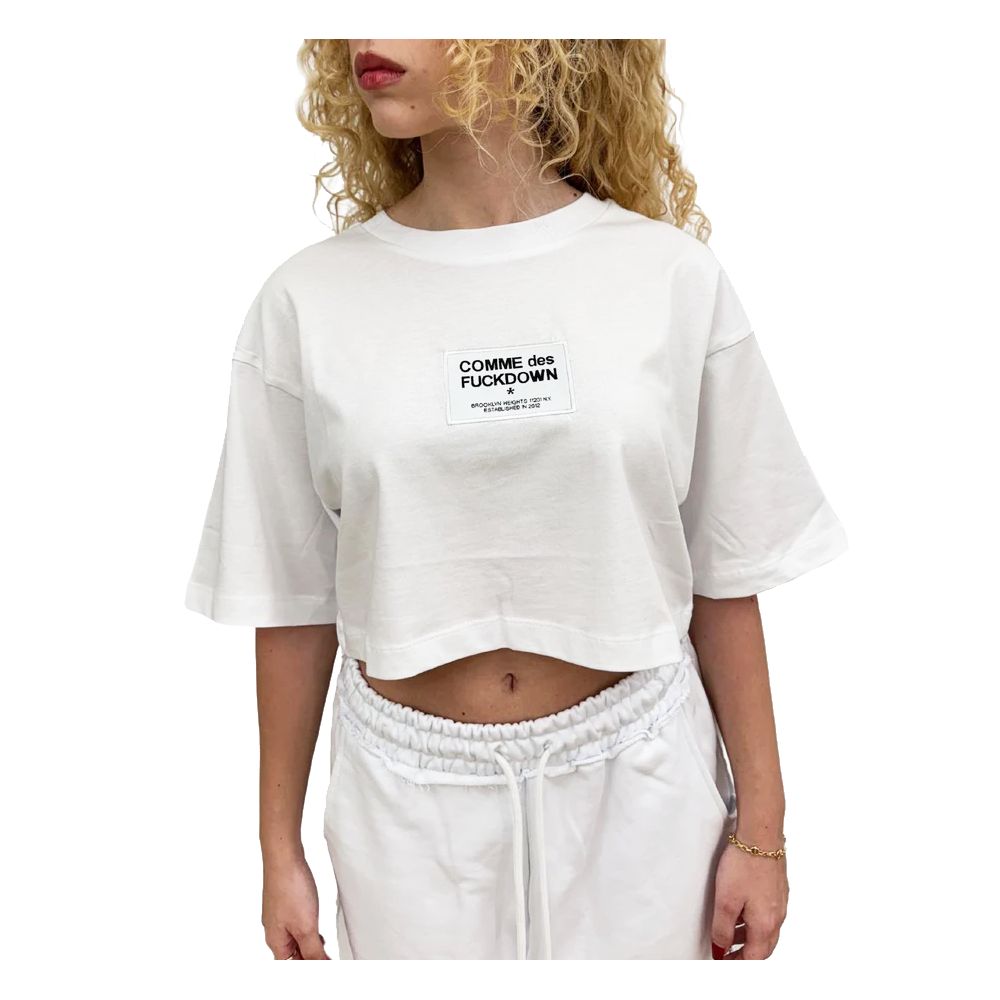 Camiseta feminina branca de algodão Comme Des Fuckdown