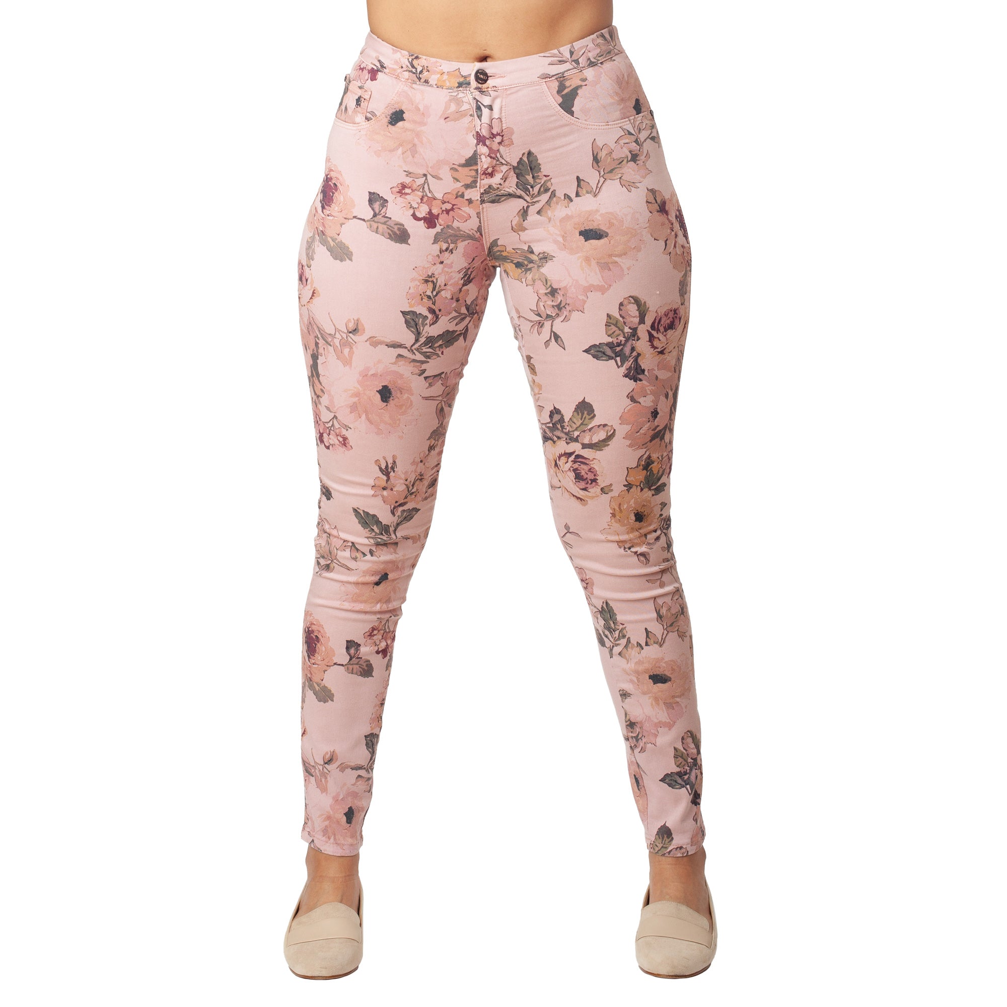 Calça jeans skinny estampada, modelo básico exclusivo.