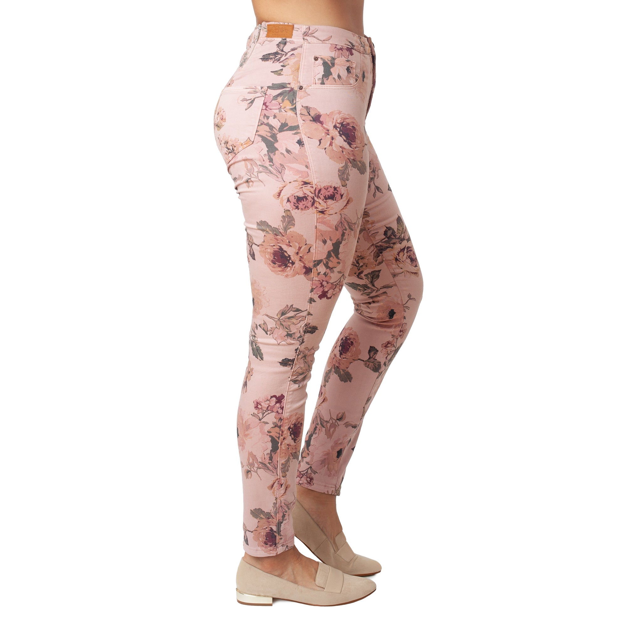 Calça jeans skinny estampada, modelo básico exclusivo.