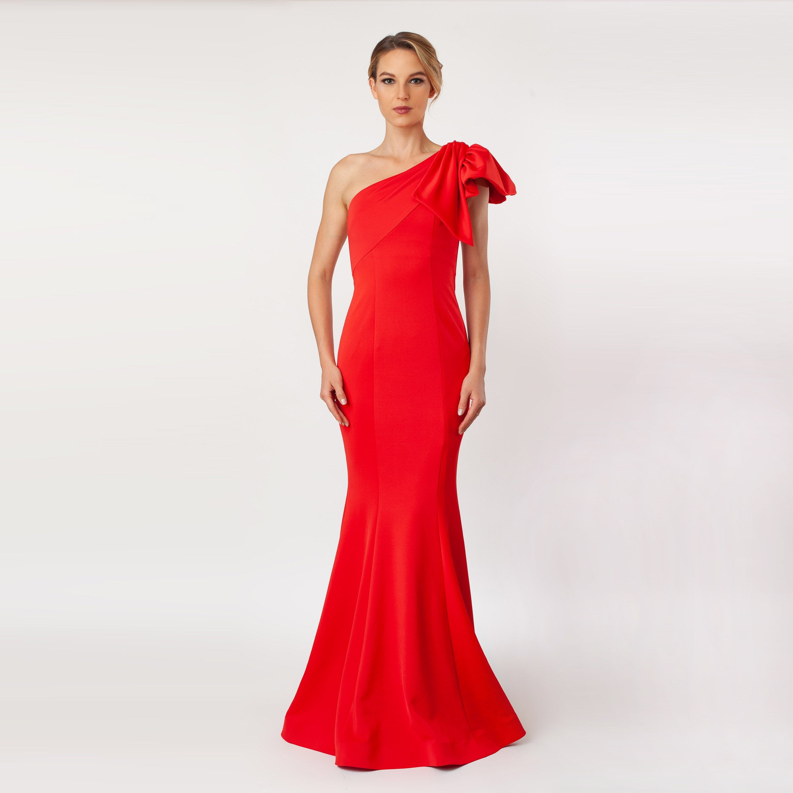 One Shoulder Bow Sleeve Gown - MaraFormigone