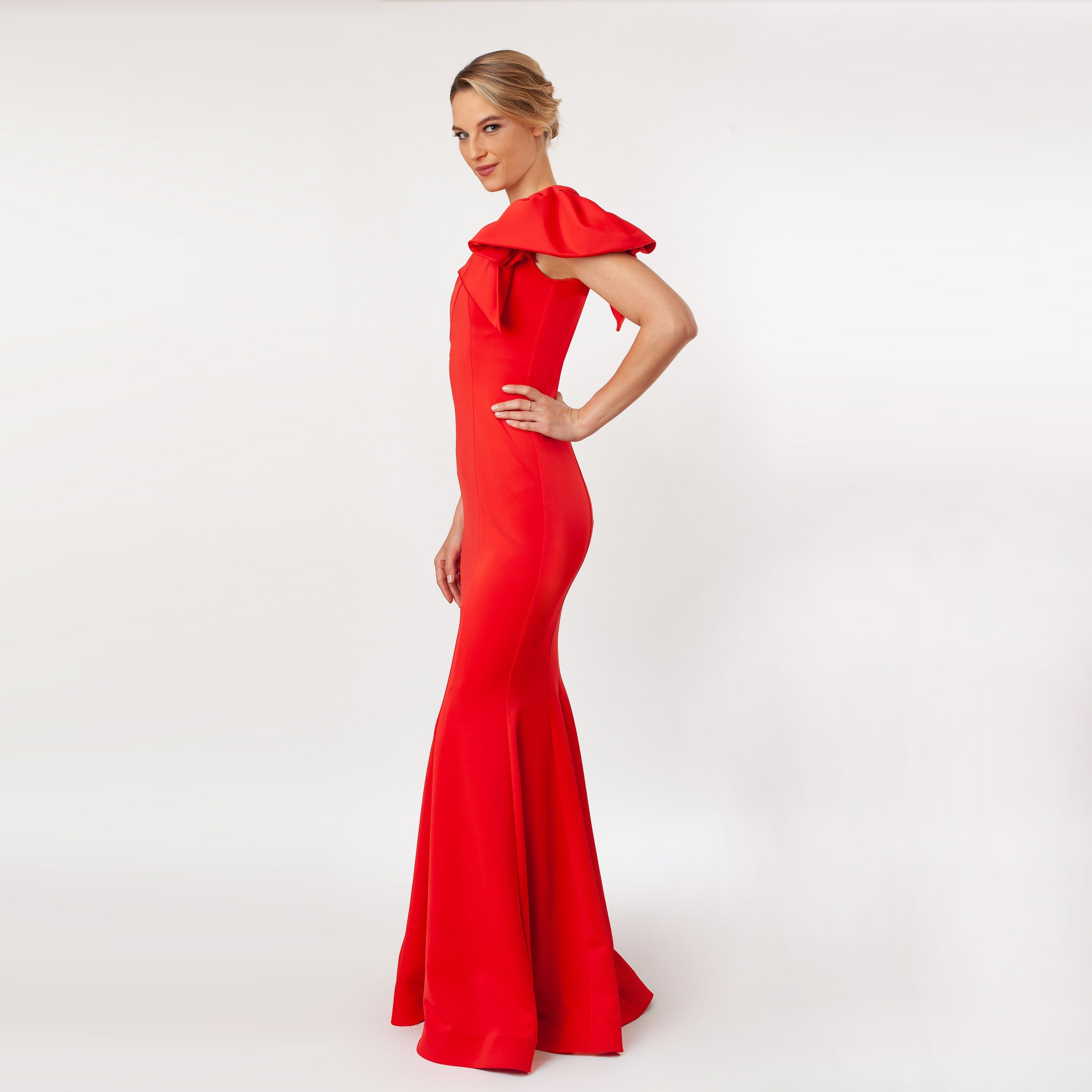 One Shoulder Bow Sleeve Gown - MaraFormigone