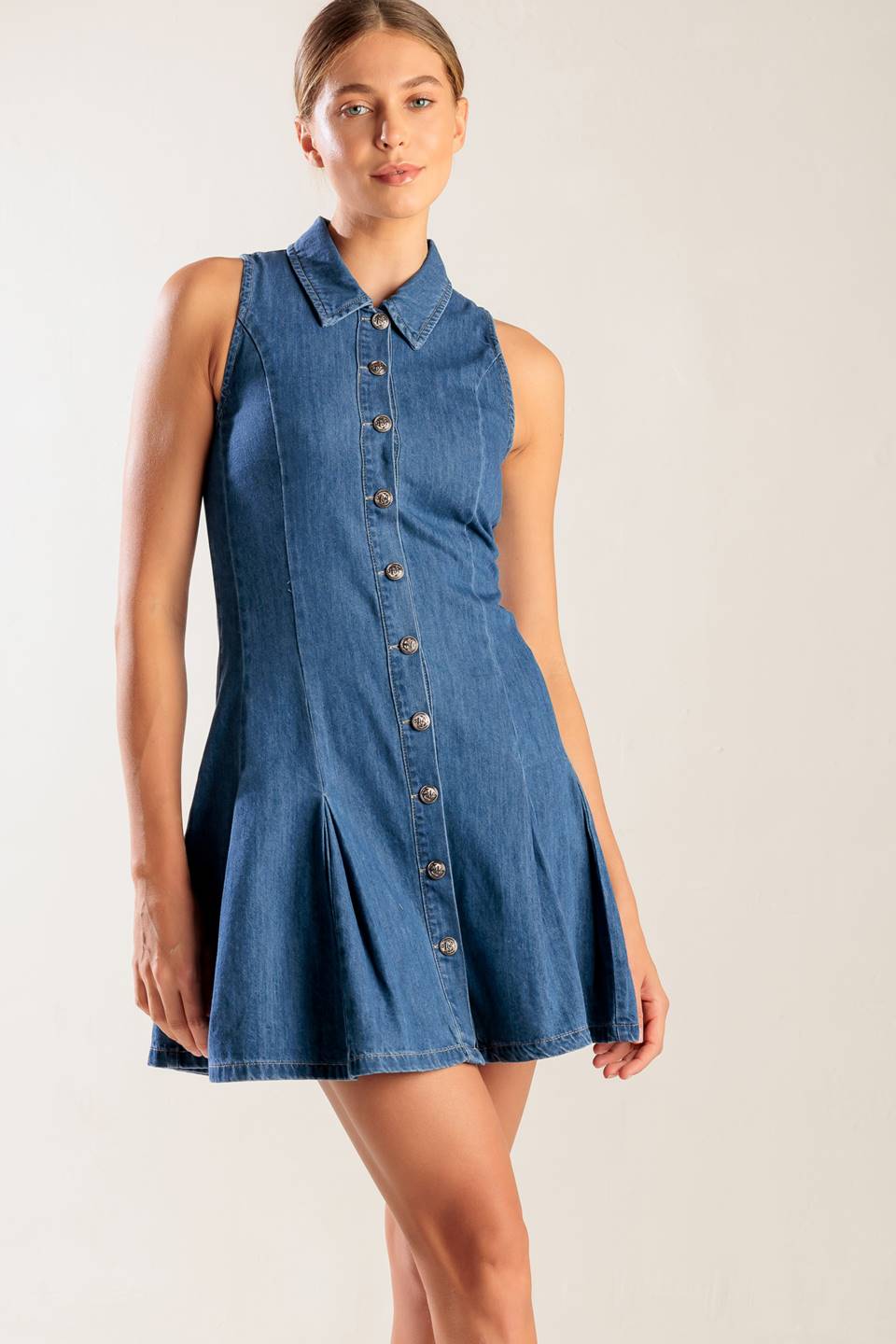 WHERE I WANT TO BE DENIM MINI DRESS - MaraFormigone