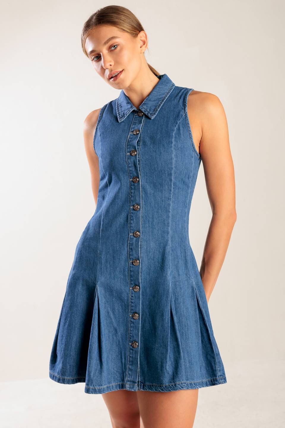 WHERE I WANT TO BE DENIM MINI DRESS - MaraFormigone