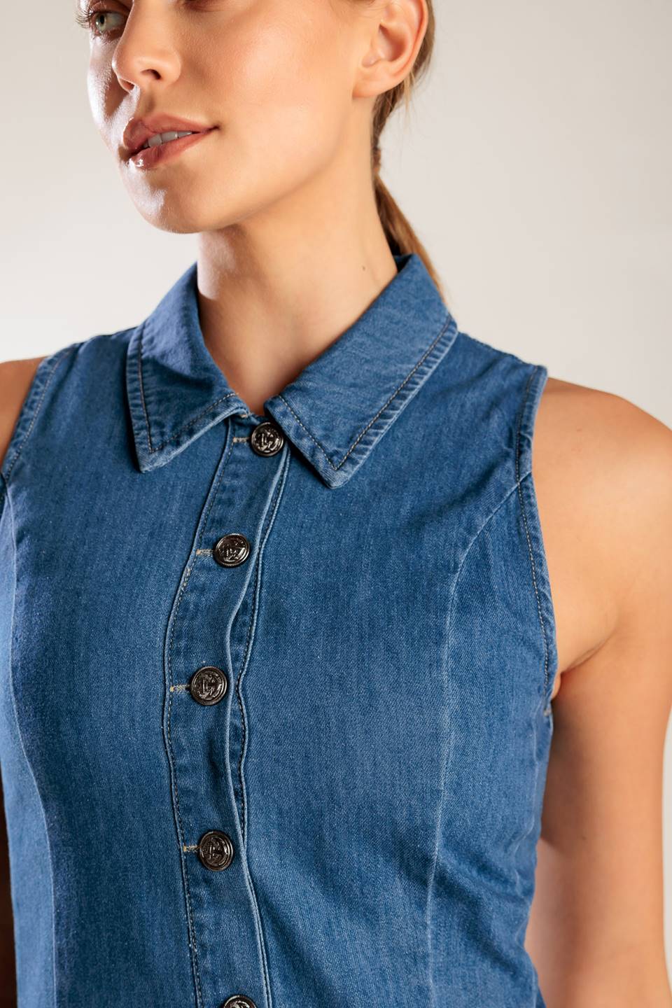 WHERE I WANT TO BE DENIM MINI DRESS - MaraFormigone