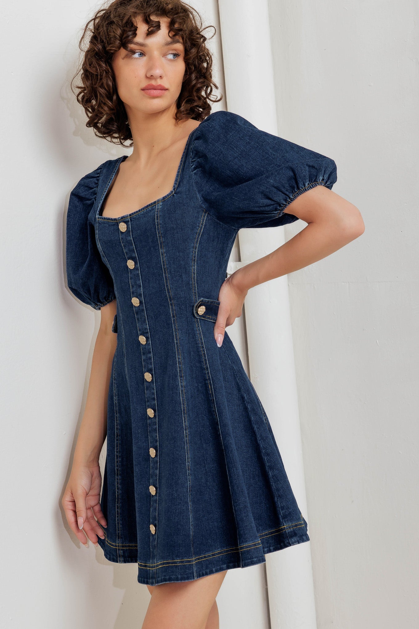 PUFF & PLAY DENIM MINI DRESS - MaraFormigone