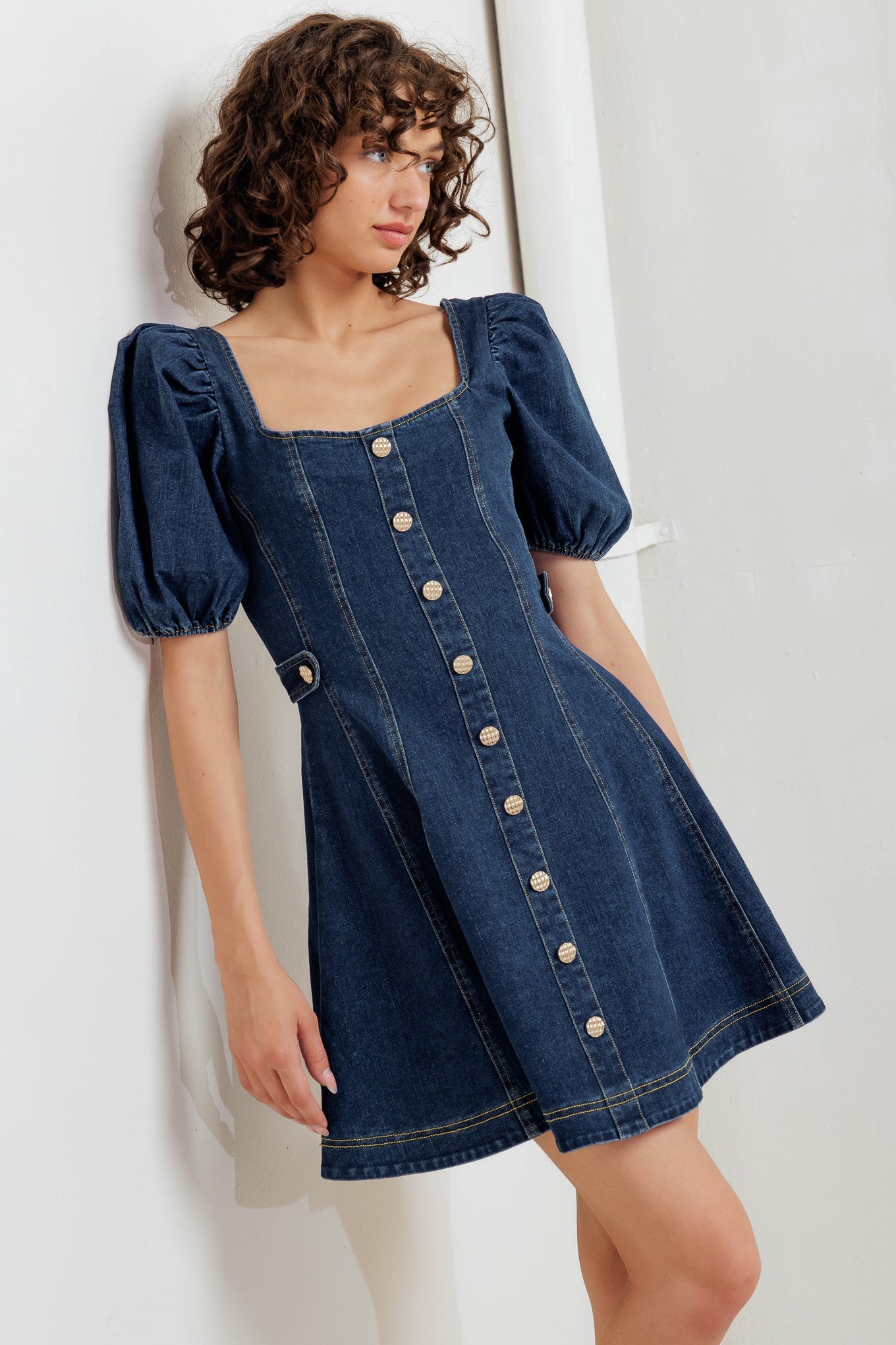 PUFF & PLAY DENIM MINI DRESS - MaraFormigone