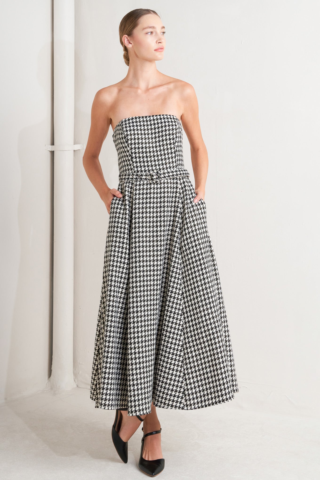 MONOCHROME BALLET WOVEN MIDI DRESS - MaraFormigone
