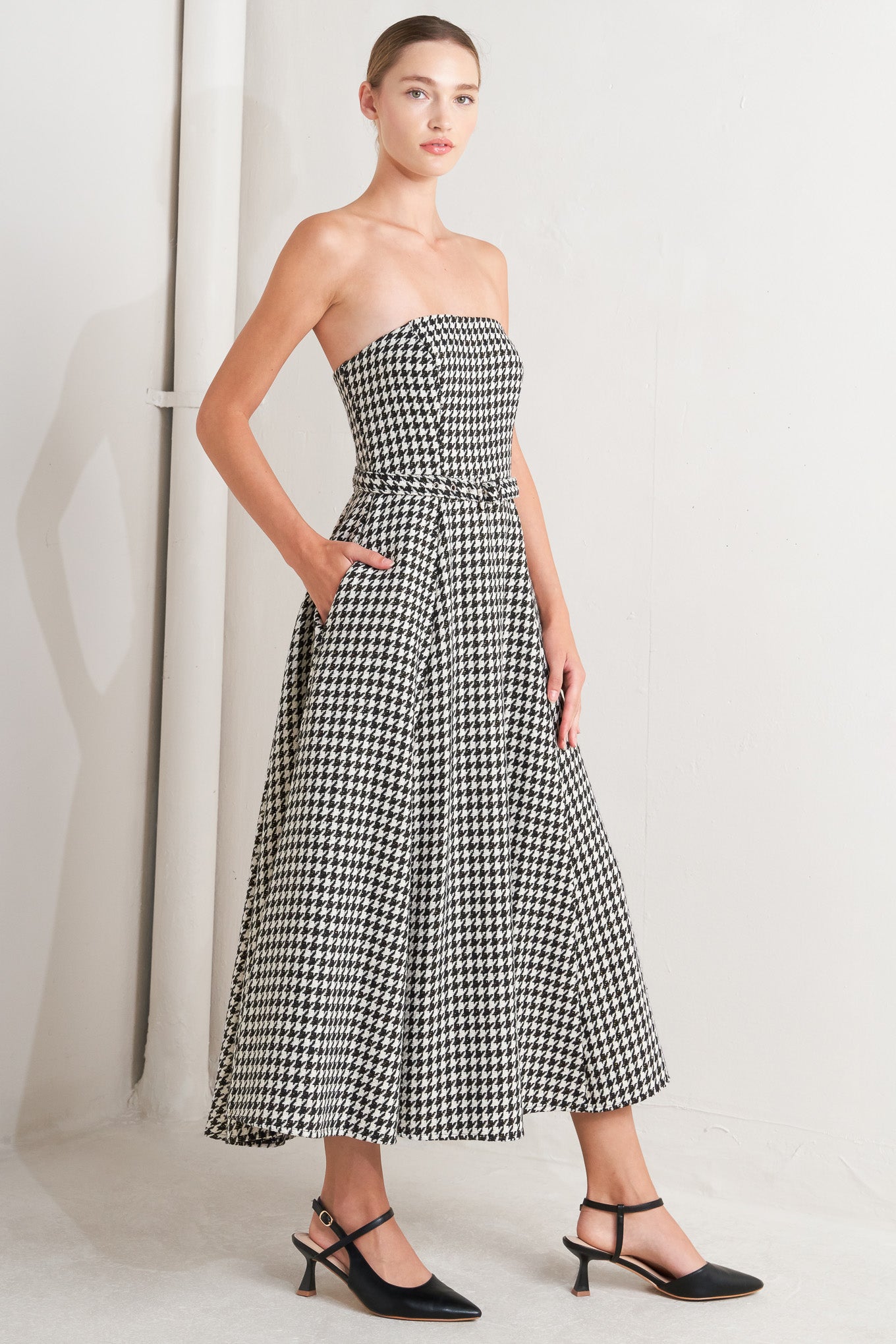 MONOCHROME BALLET WOVEN MIDI DRESS - MaraFormigone