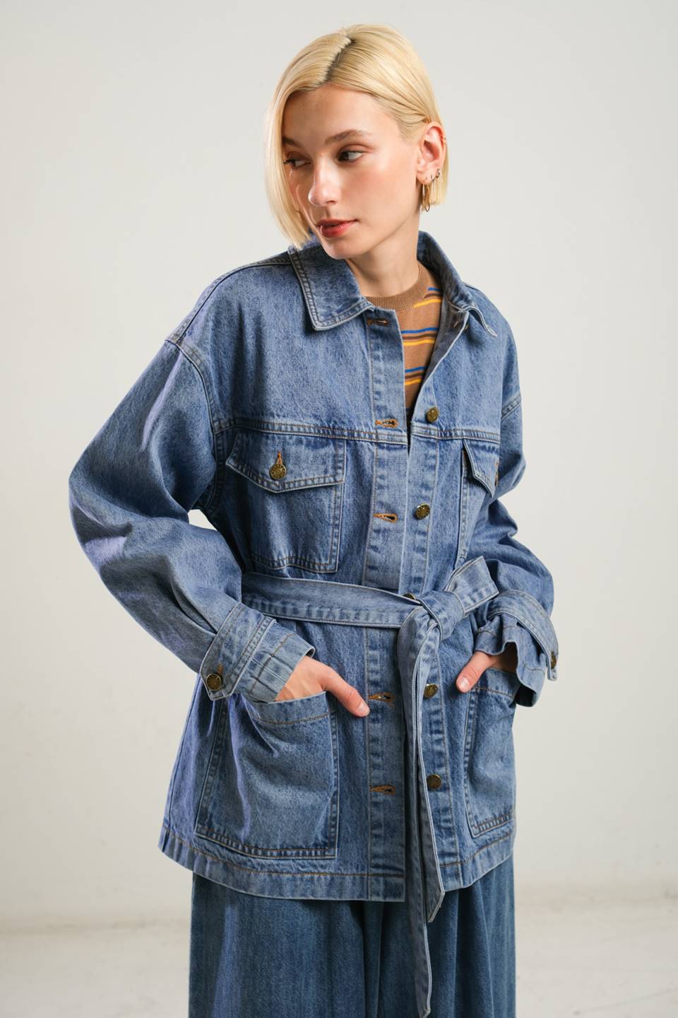 BREATHTAKING CHARM DENIM MIDI JACKET - MaraFormigone