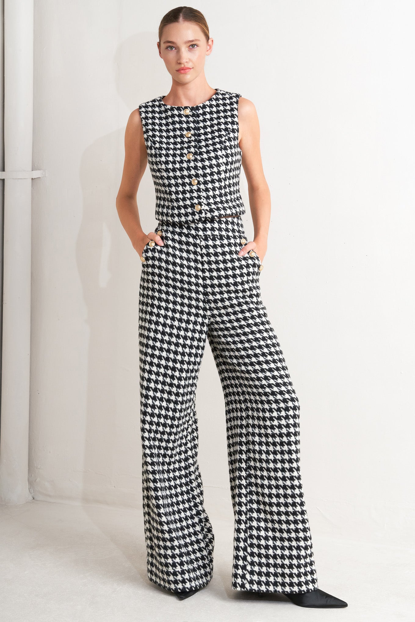 METRO ICON WOVEN HOUNDSTOOTH VEST - MaraFormigone