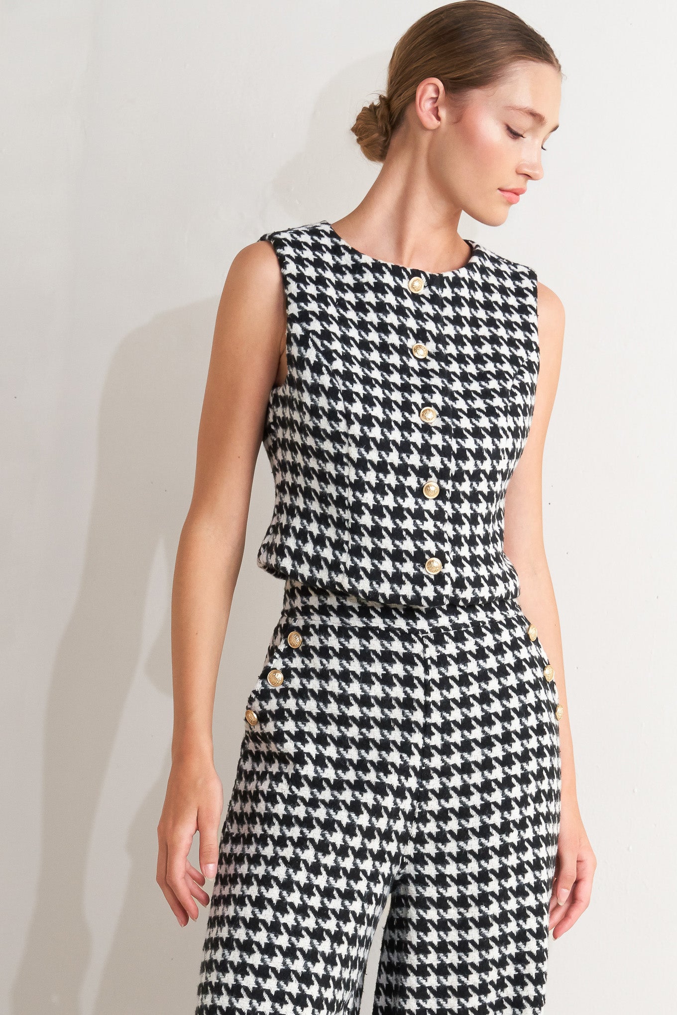 METRO ICON WOVEN HOUNDSTOOTH VEST - MaraFormigone