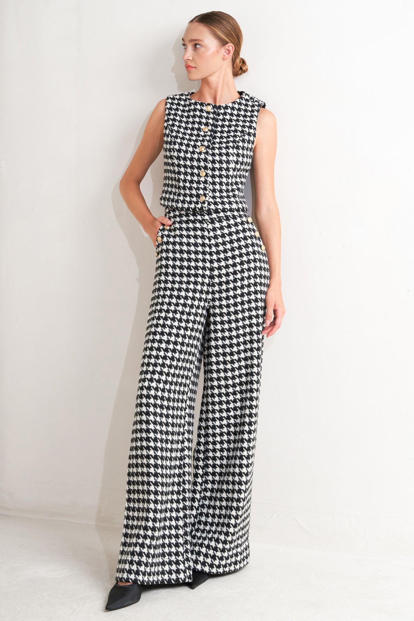 METRO ICON WOVEN HOUNDSTOOTH VEST - MaraFormigone
