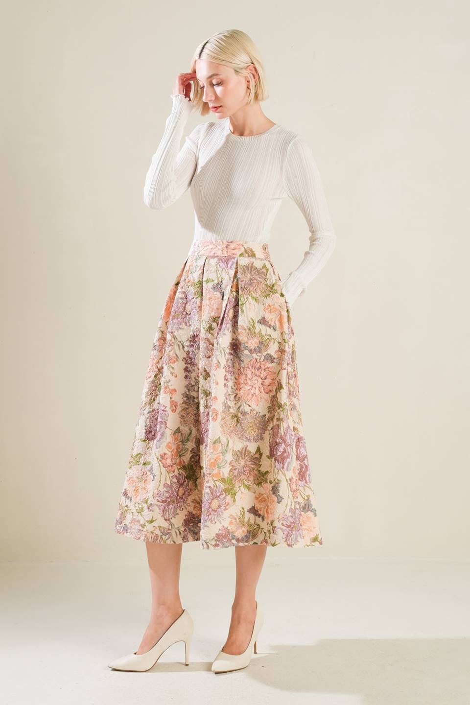 SLEEK SIMPLICITY WOVEN FULL SKIRT - MaraFormigone