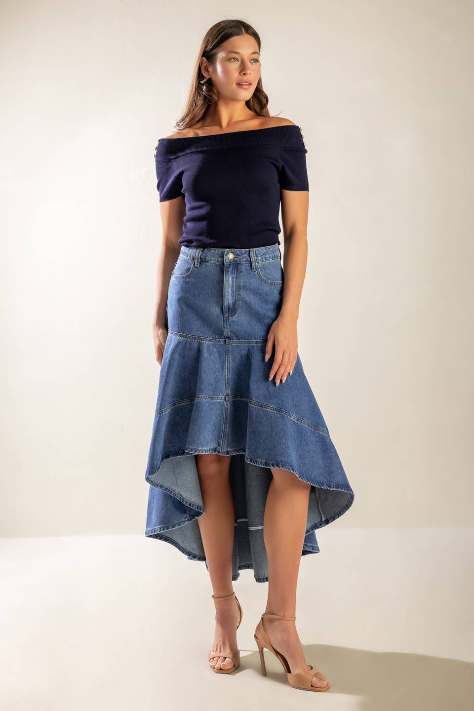 UNDER THE HISBISCUS DENIM SKIRT - MaraFormigone
