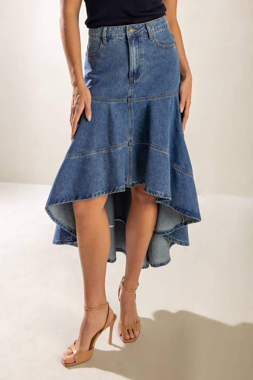 UNDER THE HISBISCUS DENIM SKIRT - MaraFormigone