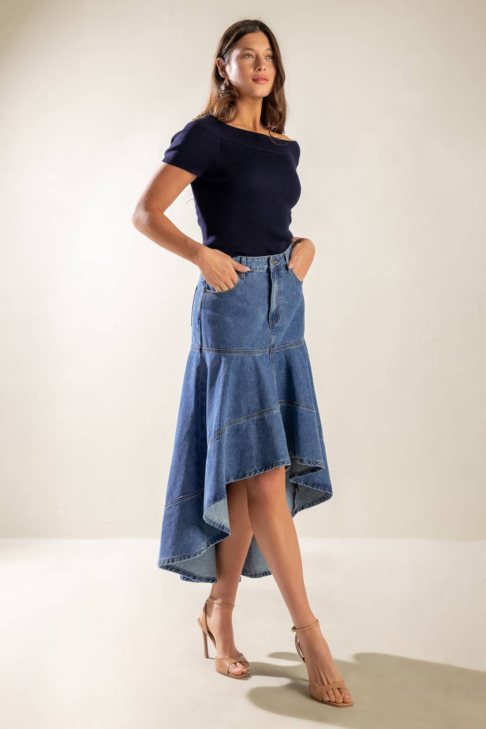 UNDER THE HISBISCUS DENIM SKIRT - MaraFormigone