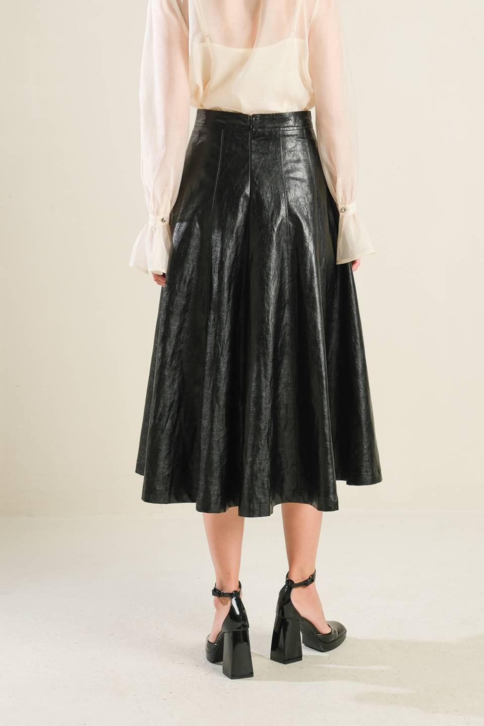 MY HEART TO YOU LEATHER MIDI SKIRT - MaraFormigone