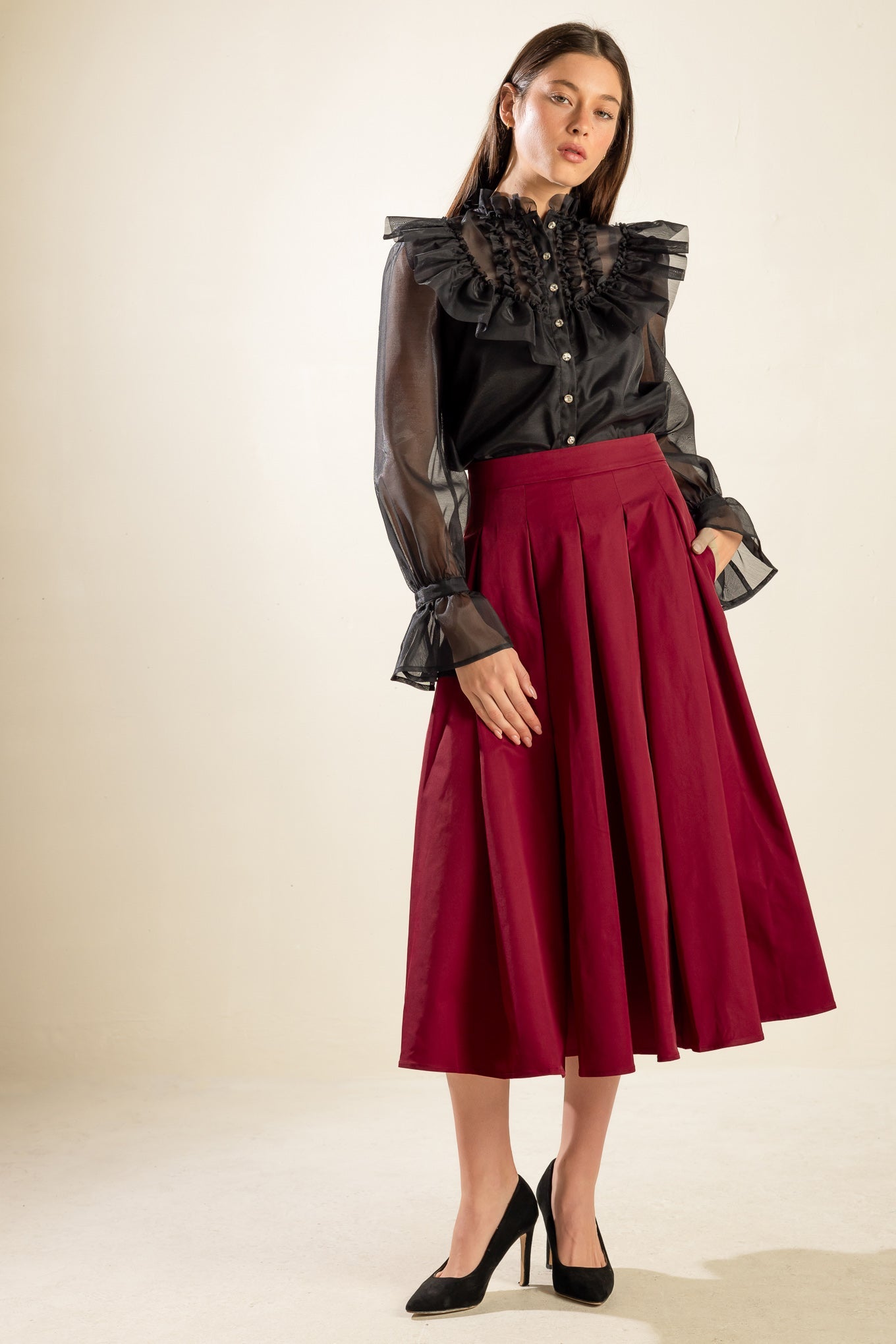 DANCE WITH DESTINY WOVEN MIDI SKIRT - MaraFormigone