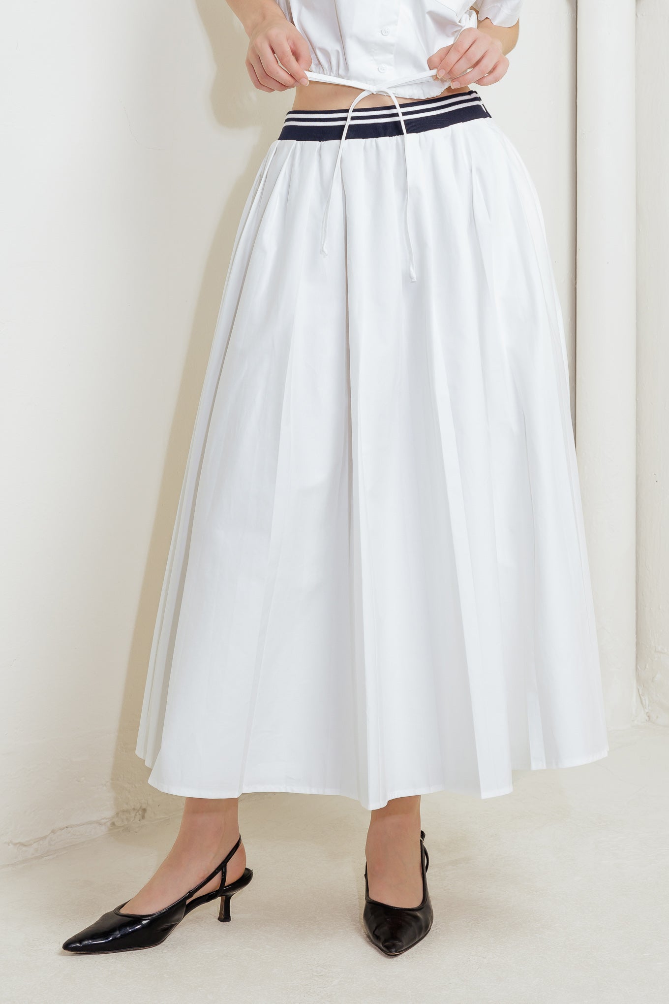 COASTAL COLLAR WOVEN MIDI SKIRT - MaraFormigone