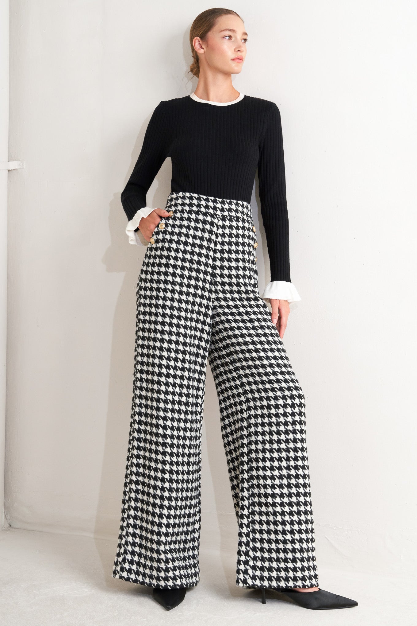 METRO ICON WOVEN HOUNDSTOOTH PANTS - MaraFormigone
