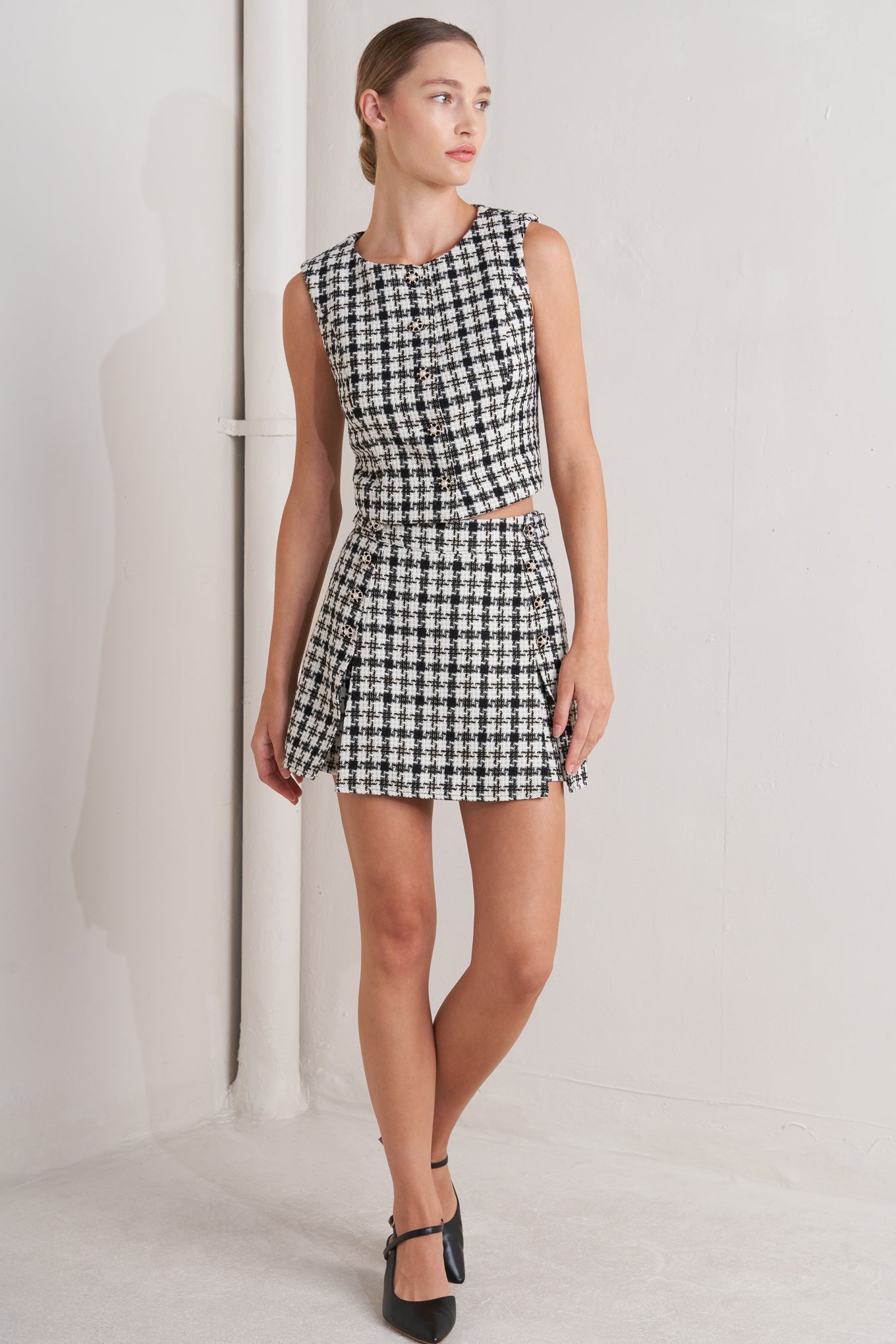 MONA CHECK TWEED SKORT - MaraFormigone