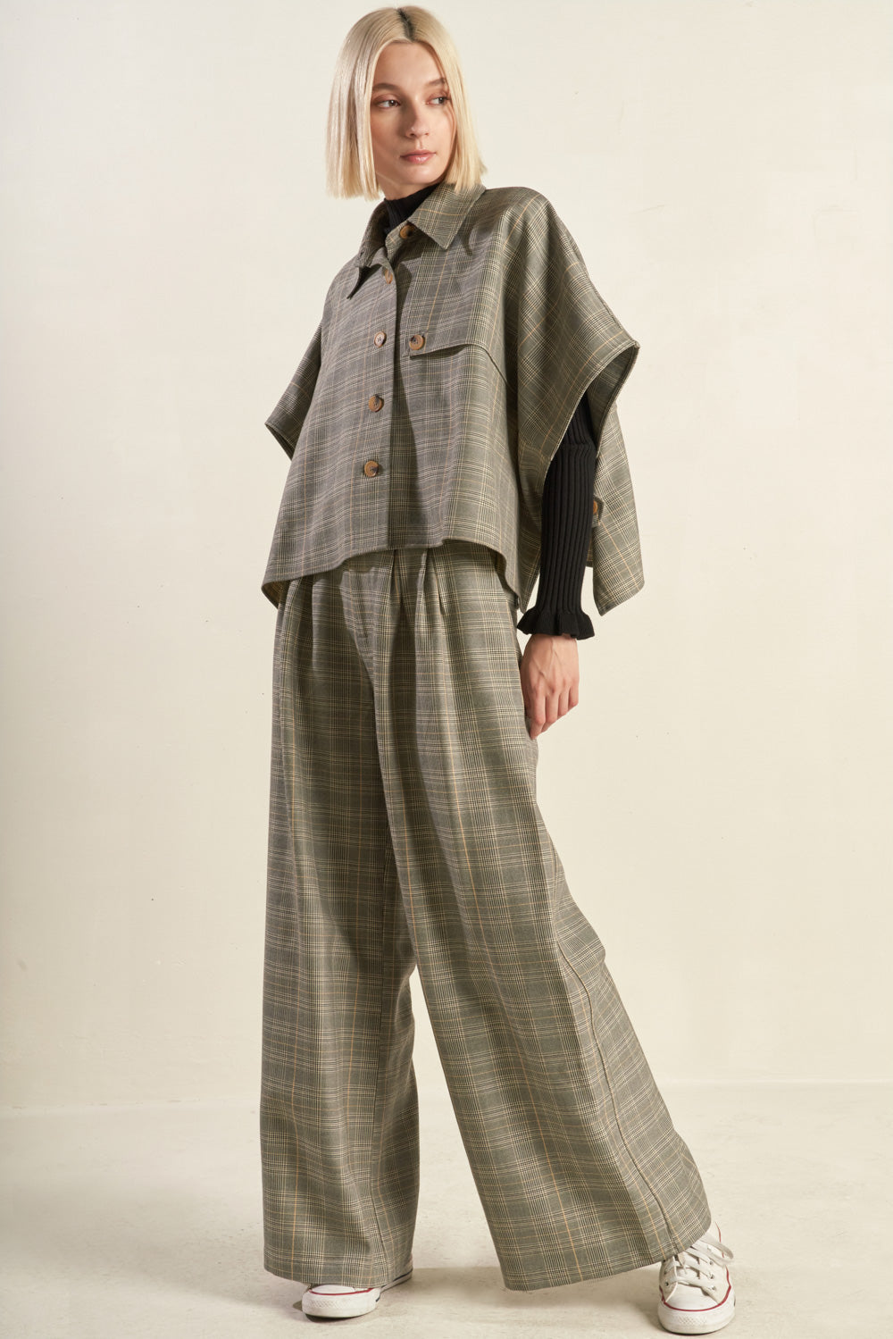 EXCELÊNCIA IMPECÁVEL BLUSA XADREZ TECIDA