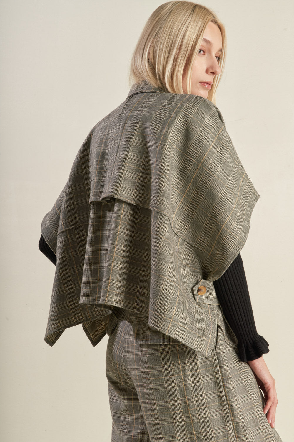 EXCELÊNCIA IMPECÁVEL BLUSA XADREZ TECIDA