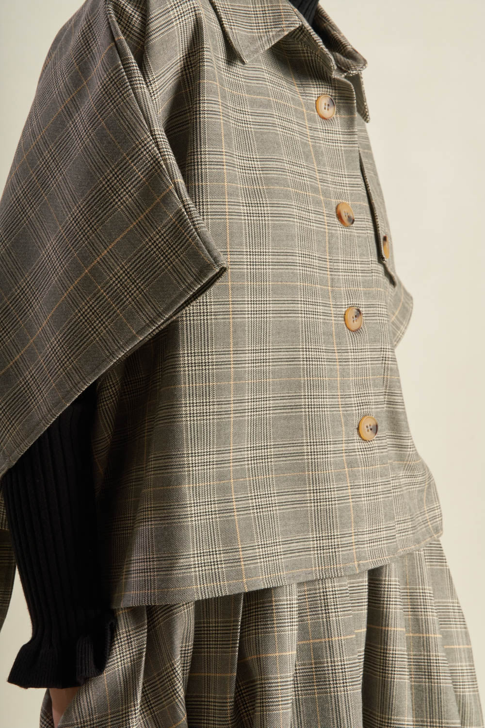 EXCELÊNCIA IMPECÁVEL BLUSA XADREZ TECIDA