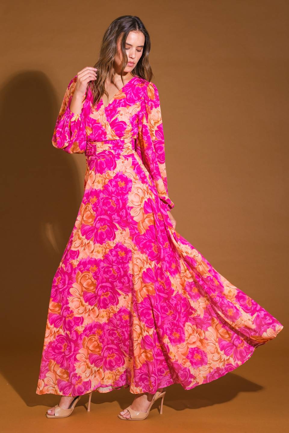 VESTIDO MAXI TECIDO COM ESTAMPAS FLORAIS CUNNINGHAM